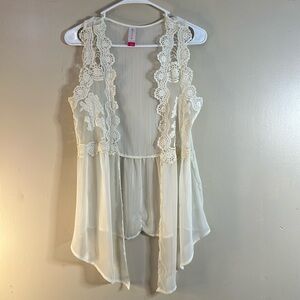 women’s ivory lace shear cover up - MEDIUM